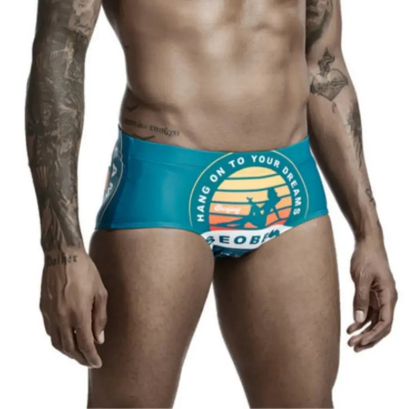 Seobean Men's Swim Boxers Stretchy Beach Trunks 00803