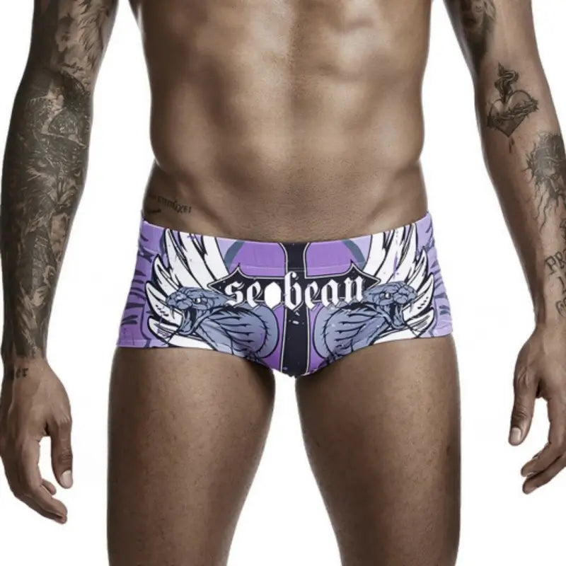 Seobean Men's Swim Boxers Stretchy Beach Trunks 00803