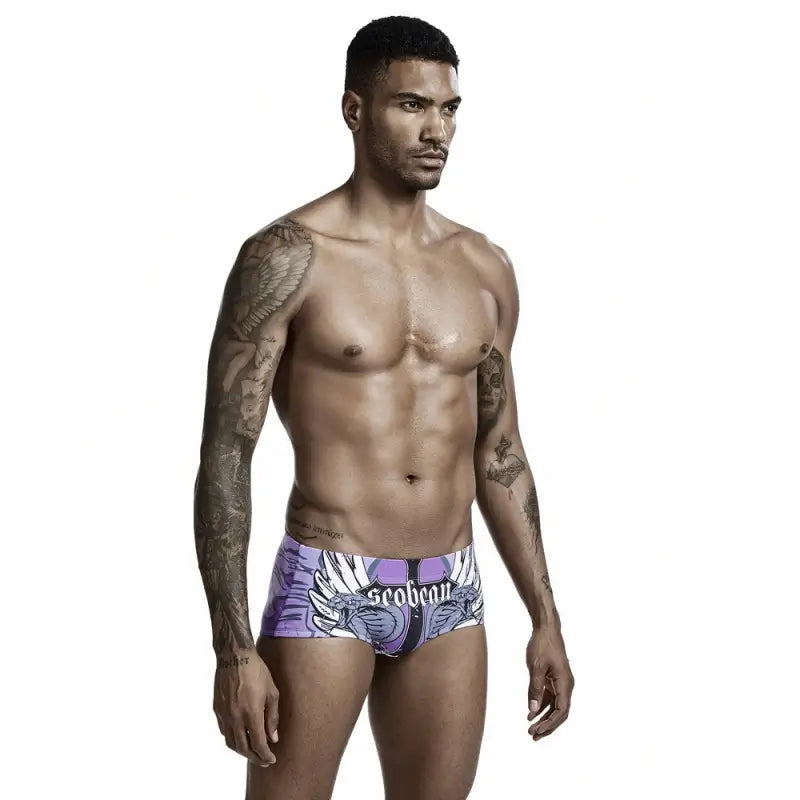 Seobean Men's Swim Boxers Stretchy Beach Trunks 00803