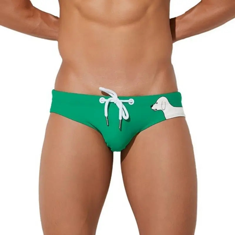 Seobean Men's Swim Briefs - Side Puppy Print Bikini for Men 00901