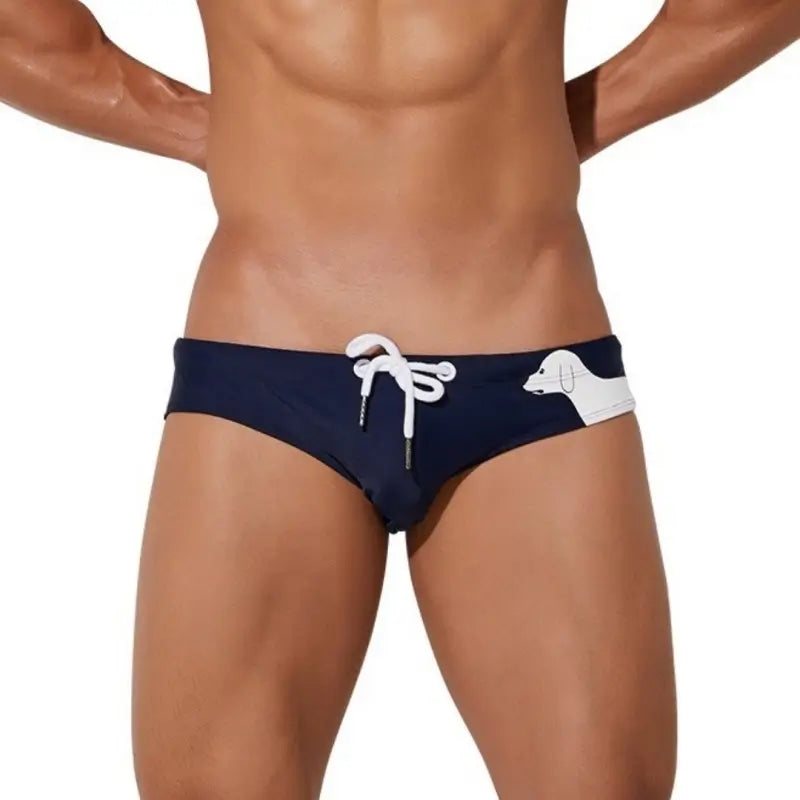 Seobean Men's Swim Briefs - Side Puppy Print Bikini for Men 00901
