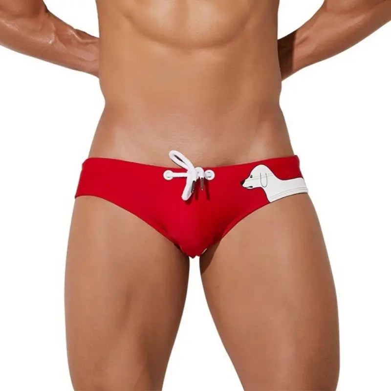 Seobean Men's Swim Briefs - Side Puppy Print Bikini for Men 00901