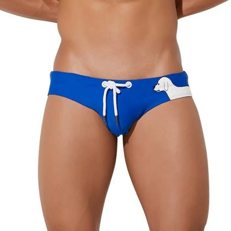 Seobean Men's Swim Briefs - Side Puppy Print Bikini for Men 00901