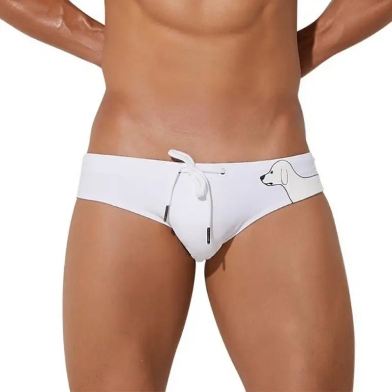 Seobean Men's Swim Briefs - Side Puppy Print Bikini for Men 00901