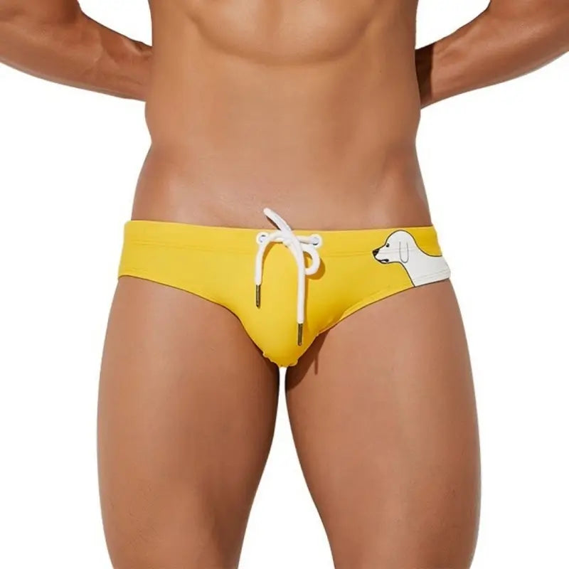 Seobean Men's Swim Briefs - Side Puppy Print Bikini for Men 00901