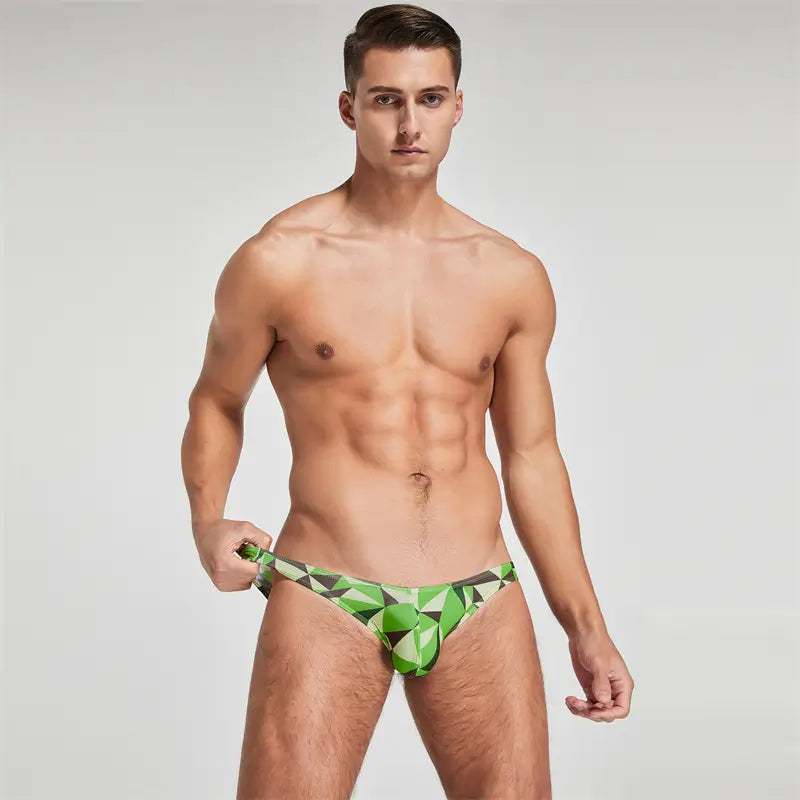 Seobean Men's Bikini Briefs - Sexy Low Rise Color Block Underwear