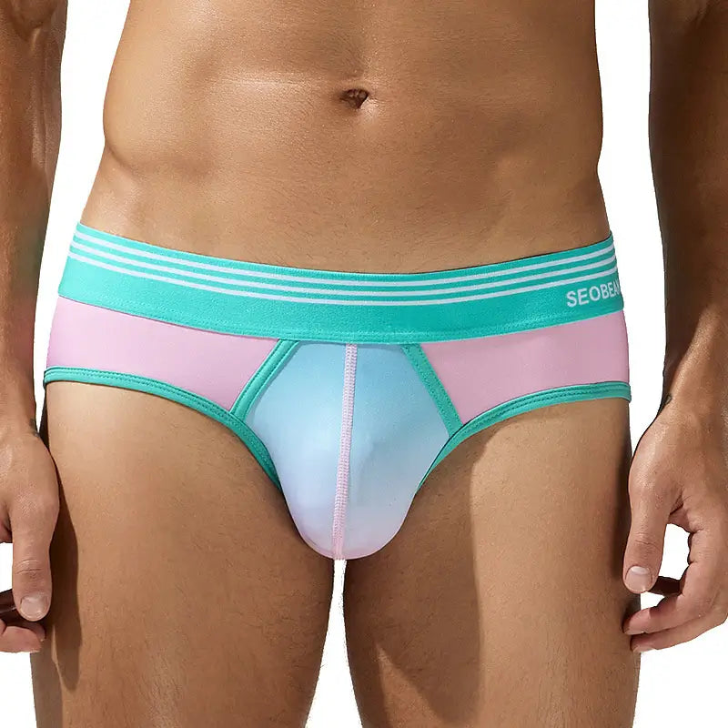 Seobean Men's Gradient Color Briefs - Stylish & Comfortable Underwear