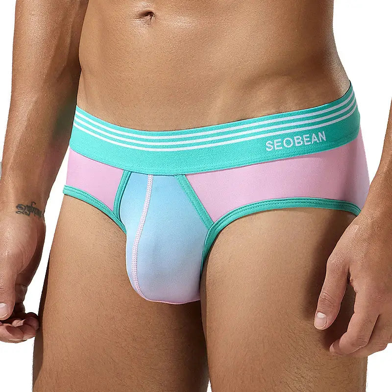 Seobean Men's Gradient Color Briefs - Stylish & Comfortable Underwear