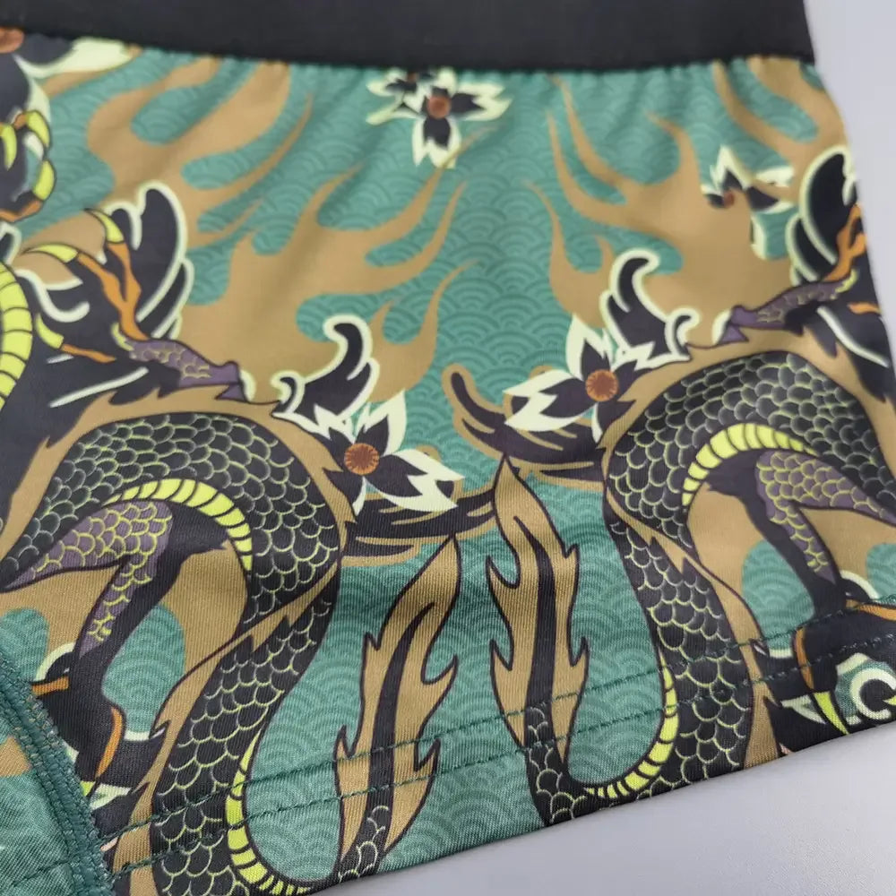 Seobean Men's Dragon Print Boxer Briefs - Low-Rise Pouch Underwear - Undies for Men