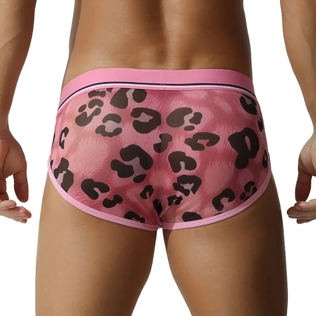 Seobean Men's Leopard Print Briefs Sexy Breathable Low Rise Underwear 250107