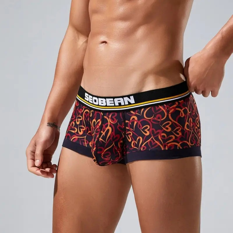 Seobean Love Heart Men's Boxer Briefs – Sexy Pouch Boxer Briefs for Men 250210