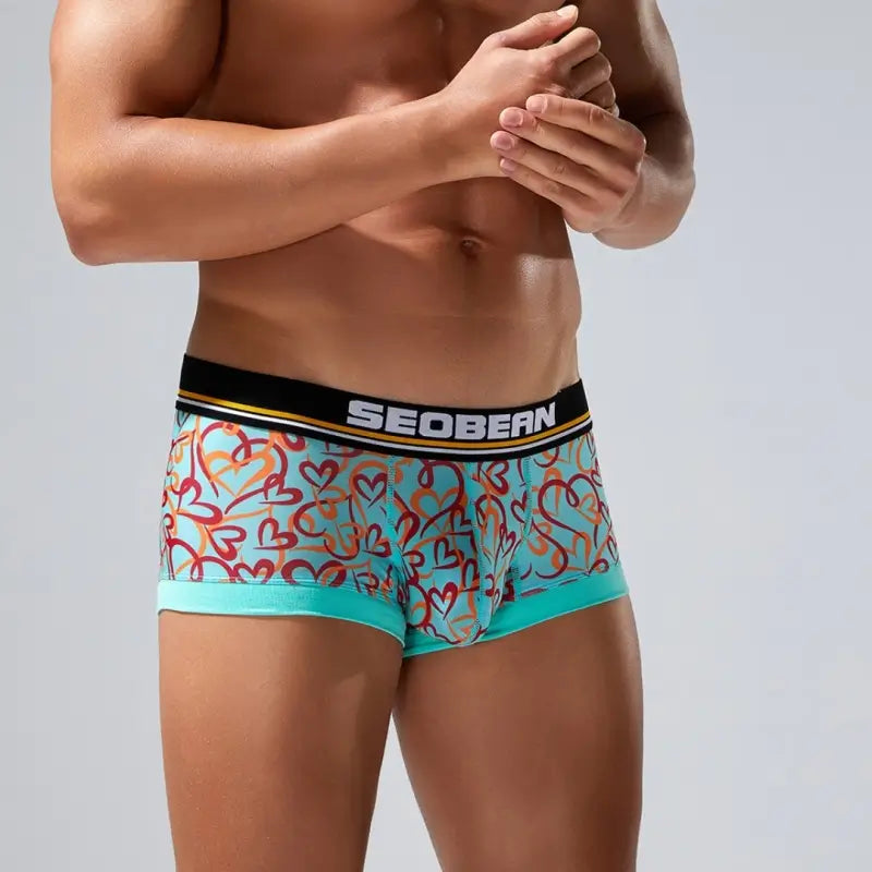 Seobean Love Heart Men's Boxer Briefs – Sexy Pouch Boxer Briefs for Men 250210