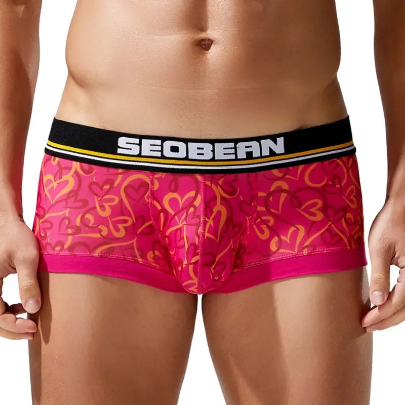 Seobean Love Heart Men's Boxer Briefs – Sexy Pouch Boxer Briefs for Men 250210