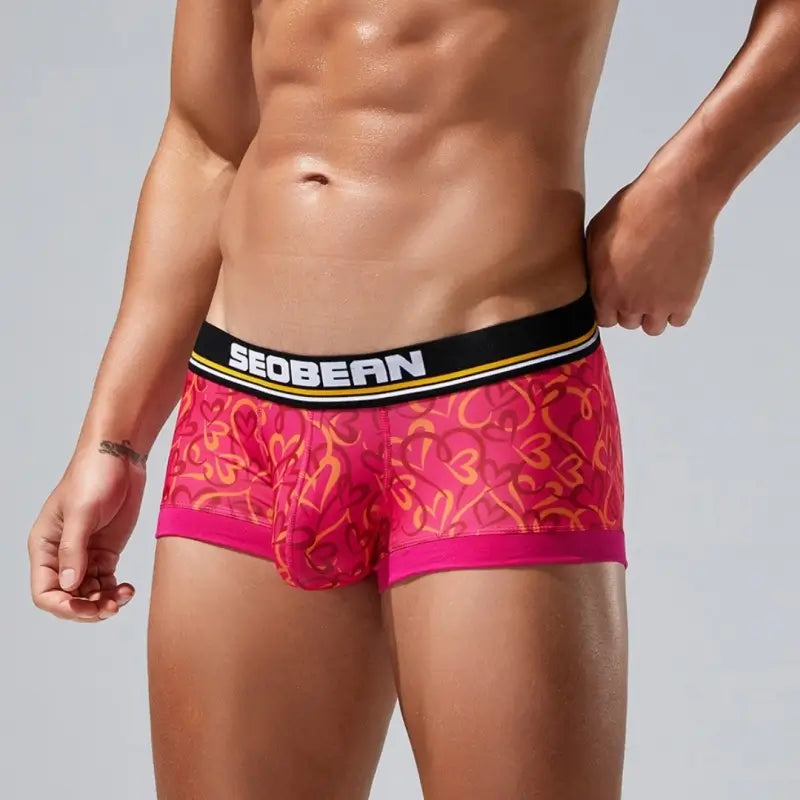 Seobean Love Heart Men's Boxer Briefs – Sexy Pouch Boxer Briefs for Men 250210