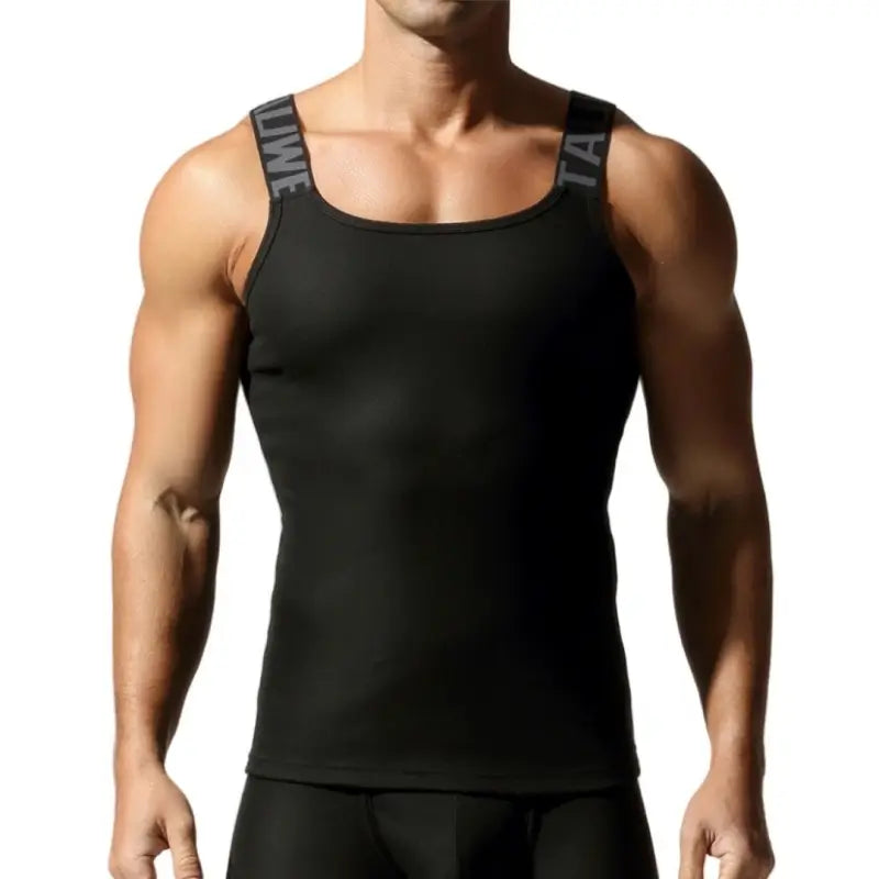Tauwell Ribbed Tank Top for Men, Stretch Cotton Slim Gym Sleeveless 25706