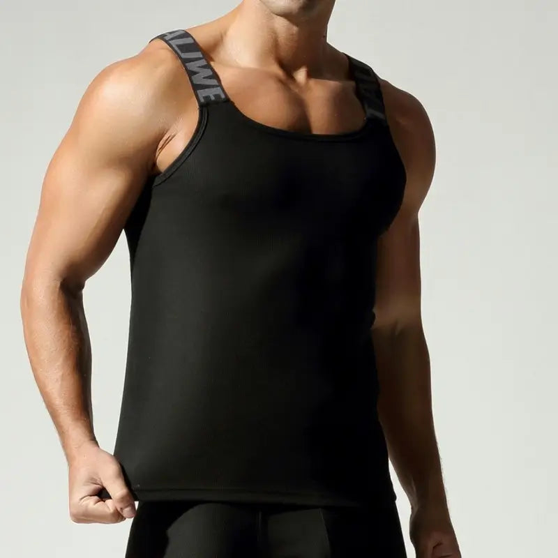 Tauwell Ribbed Tank Top for Men, Stretch Cotton Slim Gym Sleeveless 25706