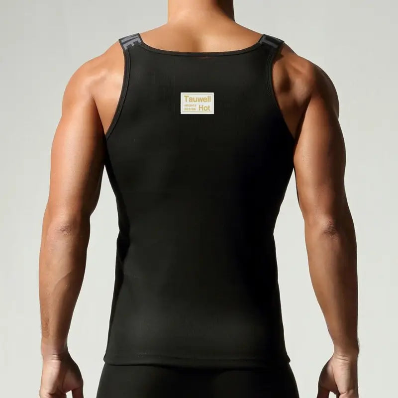 Tauwell Ribbed Tank Top for Men, Stretch Cotton Slim Gym Sleeveless 25706