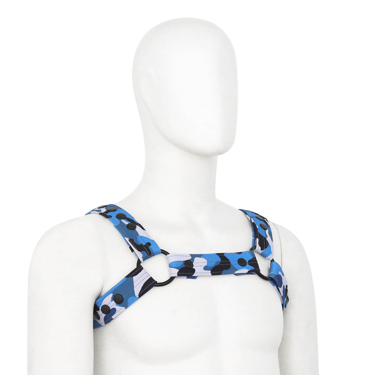 DomiGe Men's Leather Body Harness for Nightclub Blue