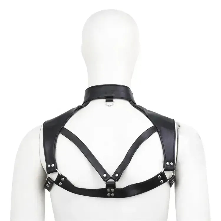 DomiGe DomiGe Men's Black Leather Chest Harness Shirt - Sexy Wear for Stage Performance