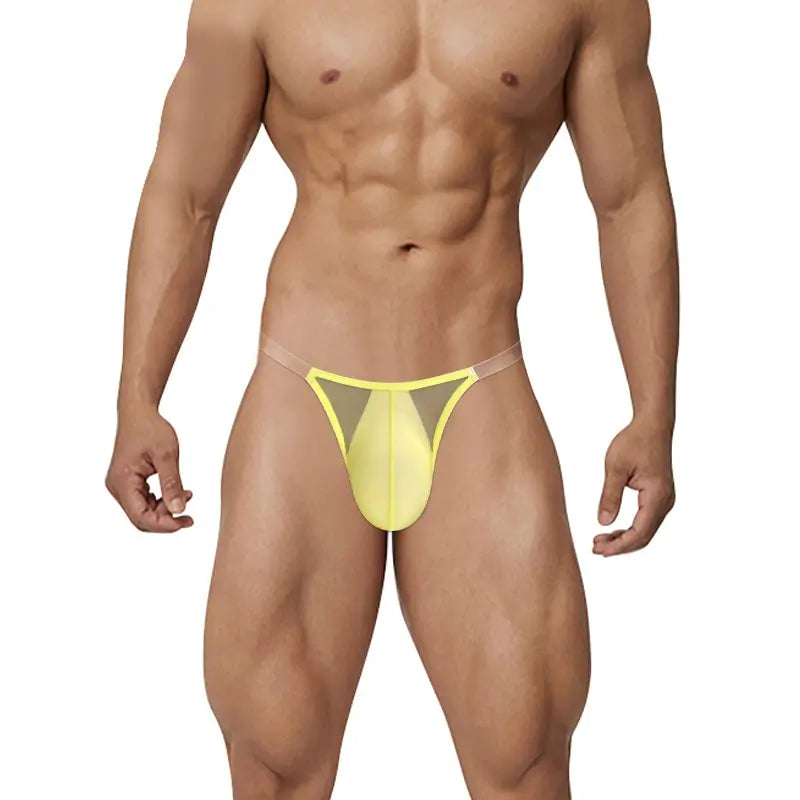 Adannu Men's High-Waisted Ultra-Thin 0.01mm Transparent Mesh Briefs