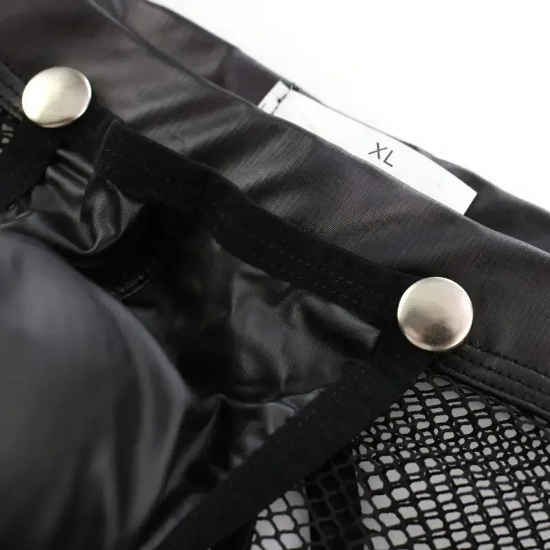 DomiGe Men's Boxer Briefs Mesh Leather-Look Snap Pouch - Undies for Men