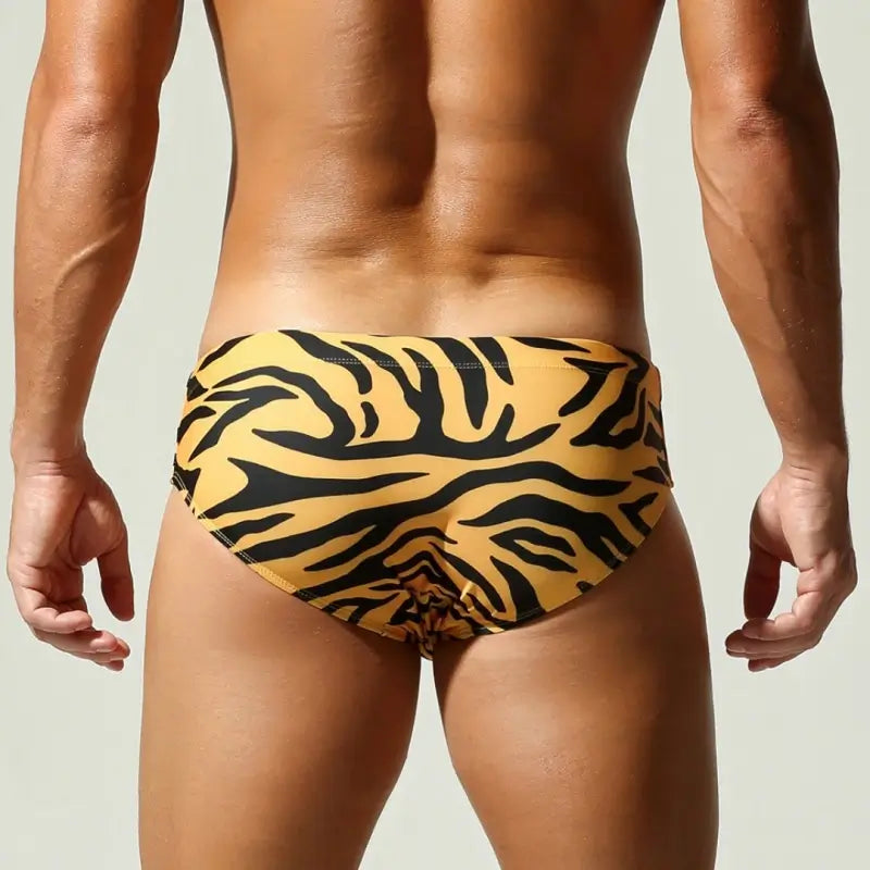 Seobean Wild Instinct Animal Print Swim Briefs for Men