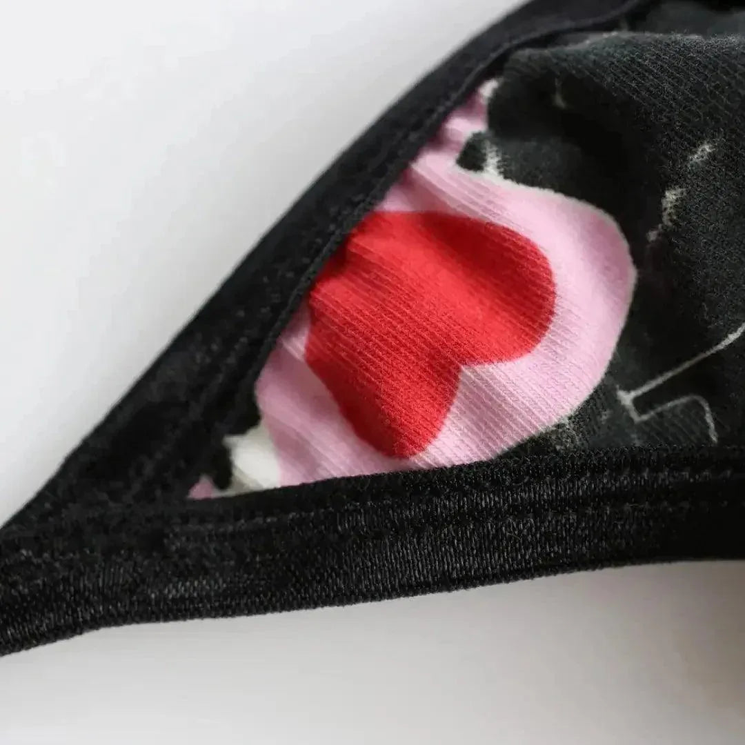 DomiGe Men's Cotton Thong Front Opening Male Sexy G-String Love Print - Undies for Men