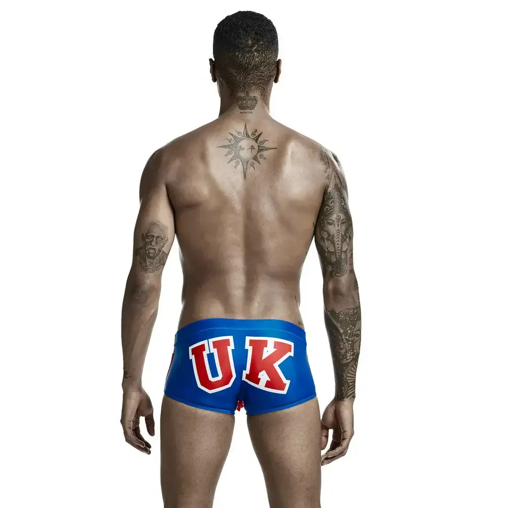 Seobean Seobean Men's Swim Trunks - Stylish Flag Print, Sexy Swimwear for Men