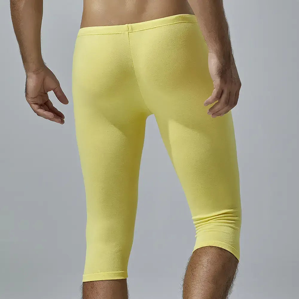 TAUWELL Tauwell Men's Solid Color Low-Rise Fitness Tight Over-the-Knee Shorts
