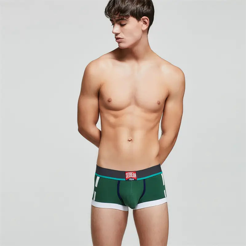 Seobean Low-Rise Cotton Boxer Trunks Comfortable Undies for Men