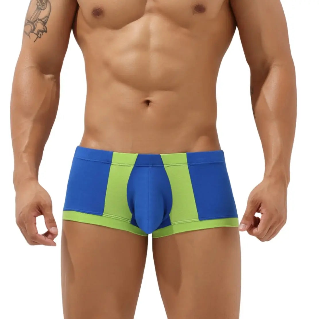 Seobean Men's Cotton Trunks - Stylish Color Block Textured Underwear