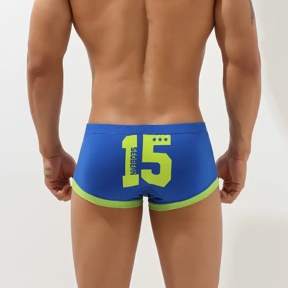 Seobean Men's Cotton Trunks - Stylish Color Block Textured Underwear