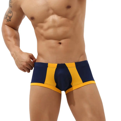 Seobean Men's Cotton Trunks - Stylish Color Block Textured Underwear