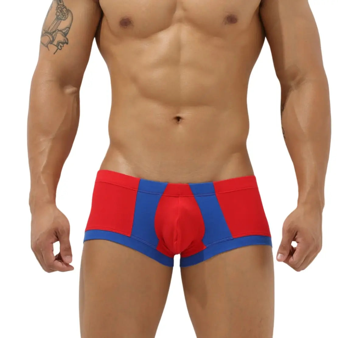 Seobean Men's Cotton Trunks - Stylish Color Block Textured Underwear