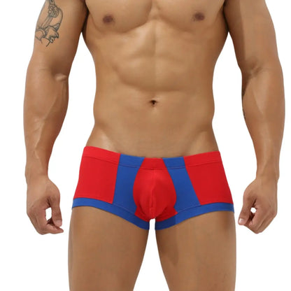 Seobean Men's Cotton Trunks - Stylish Color Block Textured Underwear