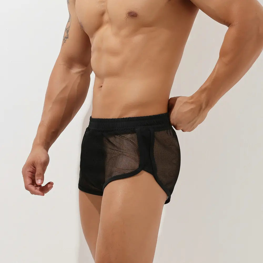 Seobean Men's Sexy Mesh Trunks: Breathable Athletic Home Shorts