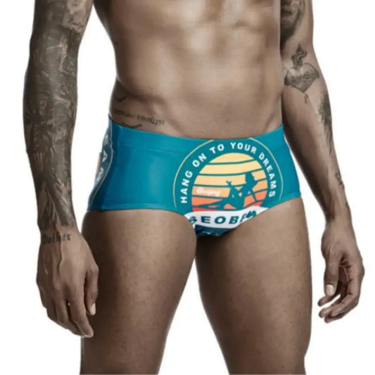 Seobean Men's Swim Boxers Stretchy Beach Trunks 00803