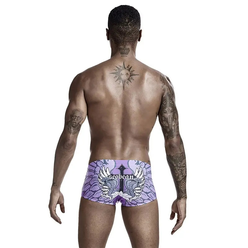 Seobean Men's Swim Boxers Stretchy Beach Trunks 00803