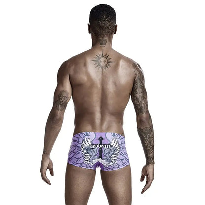 Seobean Men's Swim Boxers Stretchy Beach Trunks 00803