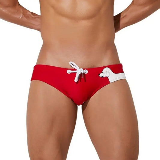 Seobean Men's Swim Briefs - Side Puppy Print Bikini for Men 00901