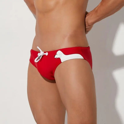 Seobean Men's Swim Briefs - Side Puppy Print Bikini for Men 00901