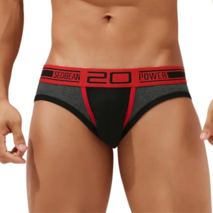 Seobean Men’s Low Rise Briefs — Cotton Spandex Sexy Contour Pouch Underwear 10101