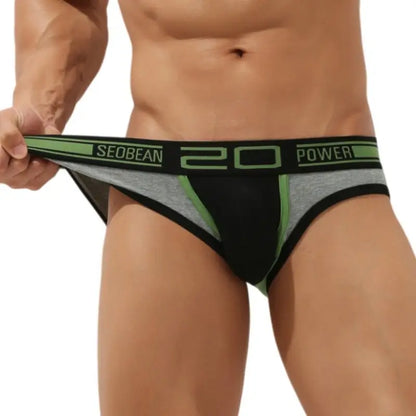 Seobean Men’s Low Rise Briefs — Cotton Spandex Sexy Contour Pouch Underwear 10101