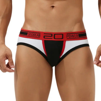 Seobean Men’s Low Rise Briefs — Cotton Spandex Sexy Contour Pouch Underwear 10101