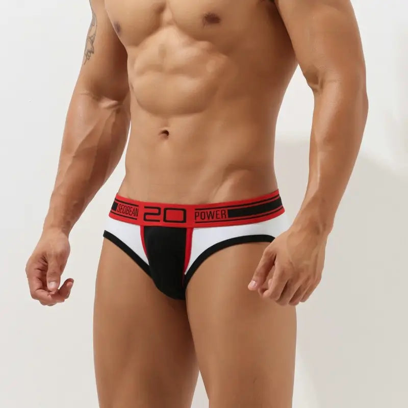 Seobean Men’s Low Rise Briefs — Cotton Spandex Sexy Contour Pouch Underwear 10101