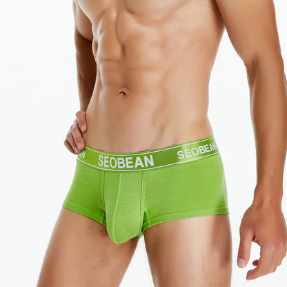 Seobean Men's Sexy Solid Boxer Briefs Male Underwear