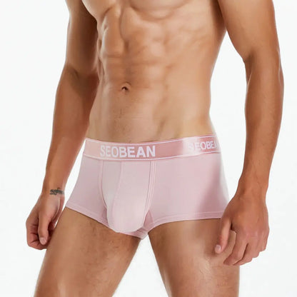 Seobean Men's Sexy Solid Boxer Briefs Male Underwear