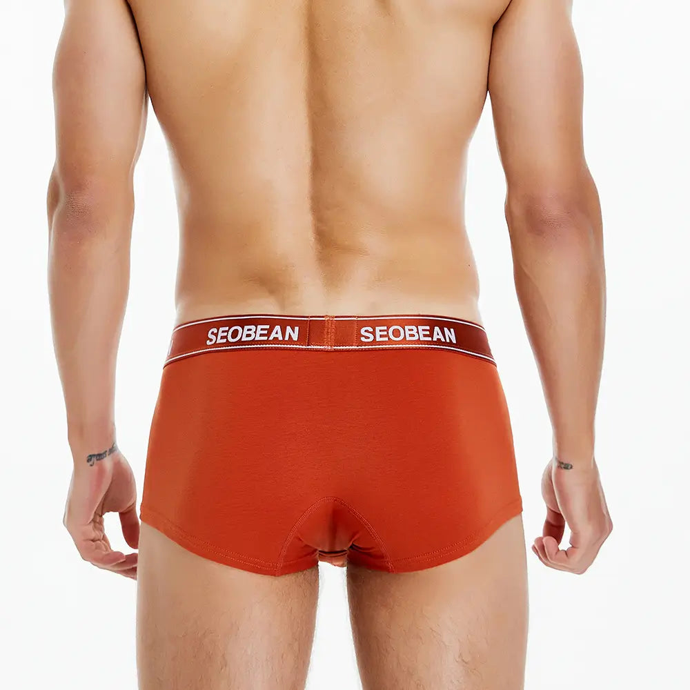 Seobean Men's Sexy Solid Boxer Briefs Male Underwear