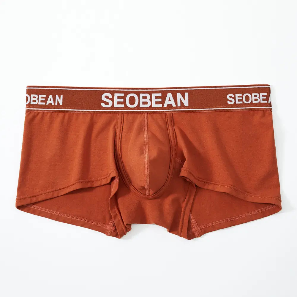 Seobean Men's Sexy Solid Boxer Briefs Male Underwear