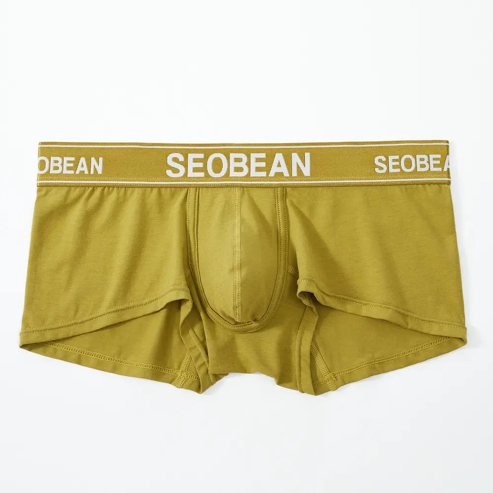 Seobean Men's Sexy Solid Boxer Briefs Male Underwear